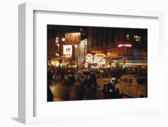 1945: Vaudeville Loew's State Theatre at 1540 Broadway at Night, New York, Ny-Andreas Feininger-Framed Photographic Print