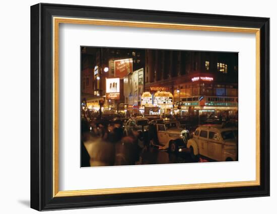 1945: Vaudeville Loew's State Theatre at 1540 Broadway at Night, New York, Ny-Andreas Feininger-Framed Photographic Print