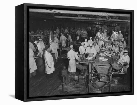 1946: Workers as They Butcher Meats in the Hormel Foods Corporation Factory, Austin, Minnesota-Wallace Kirkland-Framed Premier Image Canvas