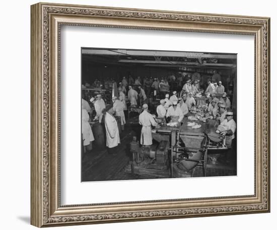 1946: Workers as They Butcher Meats in the Hormel Foods Corporation Factory, Austin, Minnesota-Wallace Kirkland-Framed Photographic Print