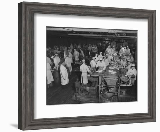 1946: Workers as They Butcher Meats in the Hormel Foods Corporation Factory, Austin, Minnesota-Wallace Kirkland-Framed Photographic Print