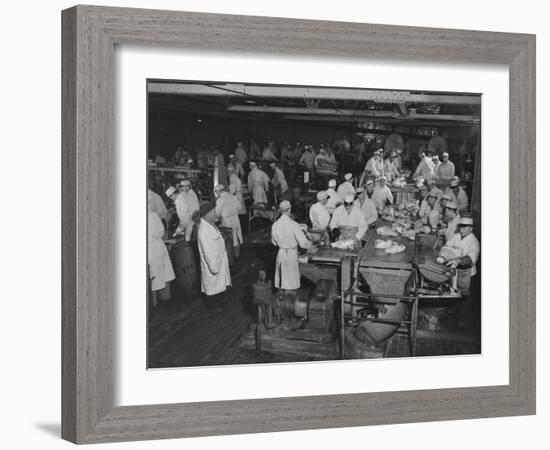 1946: Workers as They Butcher Meats in the Hormel Foods Corporation Factory, Austin, Minnesota-Wallace Kirkland-Framed Photographic Print