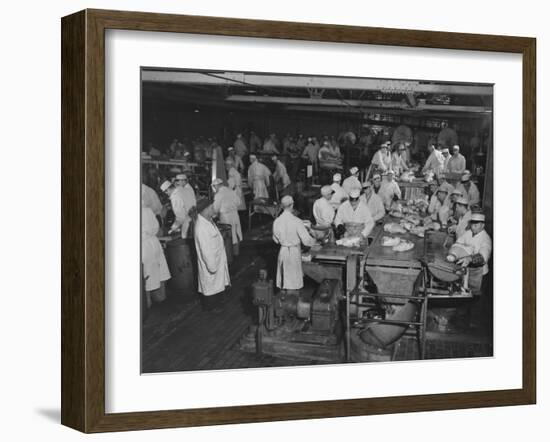 1946: Workers as They Butcher Meats in the Hormel Foods Corporation Factory, Austin, Minnesota-Wallace Kirkland-Framed Photographic Print