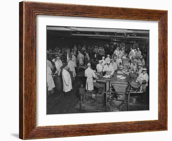 1946: Workers as They Butcher Meats in the Hormel Foods Corporation Factory, Austin, Minnesota-Wallace Kirkland-Framed Photographic Print