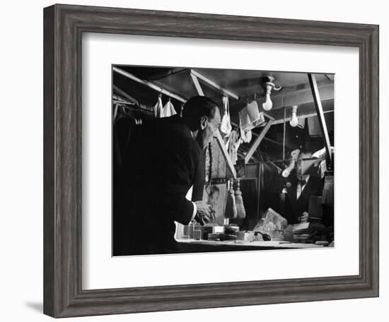 1947: Comedian Joe E. Lewis Backstage at the Copacabana Nightclub in Nyc-Gjon Mili-Framed Photographic Print