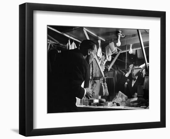 1947: Comedian Joe E. Lewis Backstage at the Copacabana Nightclub in Nyc-Gjon Mili-Framed Photographic Print