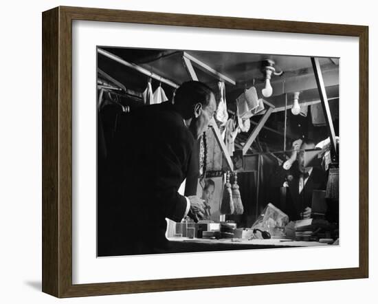 1947: Comedian Joe E. Lewis Backstage at the Copacabana Nightclub in Nyc-Gjon Mili-Framed Photographic Print