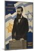 1947 Poster Showing Theodor Herzl with the Flags of Israel and the Zionist Congress-null-Mounted Art Print