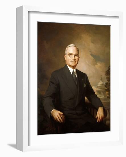 1948 Portrait of Harry Truman Painted by Greta Kempton--Framed Photo