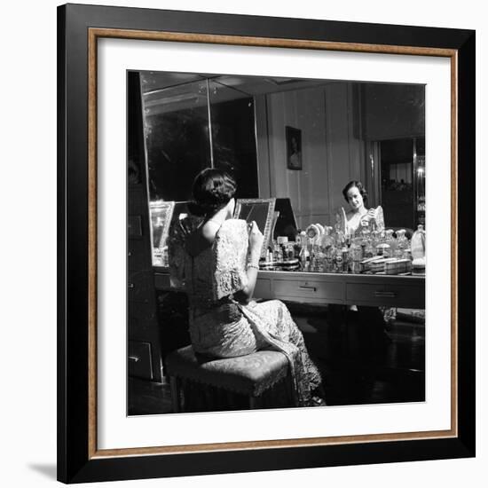 1949: Consuelo Madrigal Putting Make Up on for a Party-Jack Birns-Framed Photographic Print