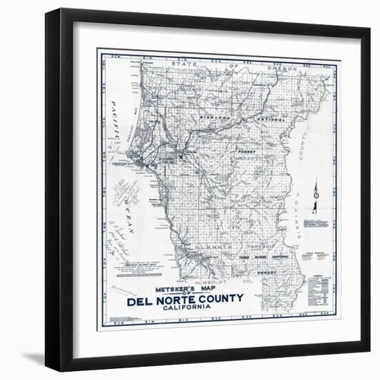 1949, Del Norte County Wall Map, California, United States-null-Framed Giclee Print