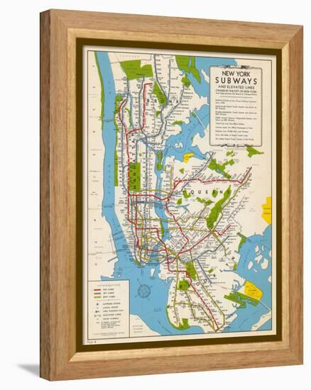 1949, New York Subway Map, New York, United States-null-Framed Premier Image Canvas