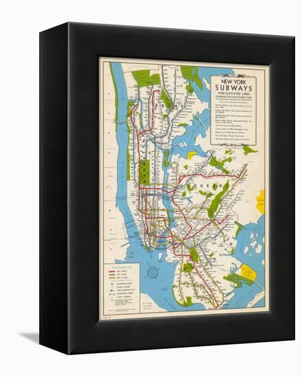 1949, New York Subway Map, New York, United States-null-Framed Premier Image Canvas