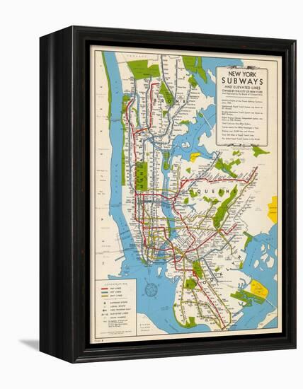 1949, New York Subway Map, New York, United States-null-Framed Premier Image Canvas