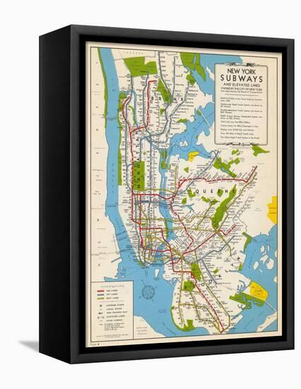 1949, New York Subway Map, New York, United States-null-Framed Premier Image Canvas