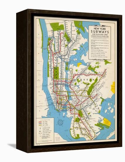 1949, New York Subway Map, New York, United States-null-Framed Premier Image Canvas