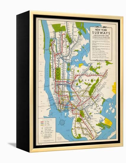 1949, New York Subway Map, New York, United States-null-Framed Premier Image Canvas