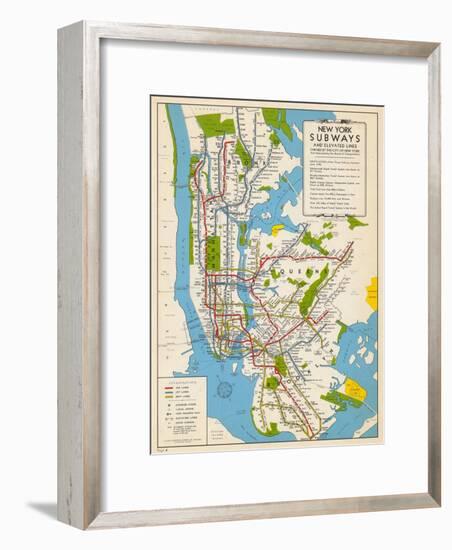 1949, New York Subway Map, New York, United States-null-Framed Giclee Print