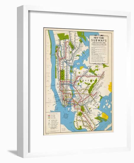 1949, New York Subway Map, New York, United States-null-Framed Giclee Print