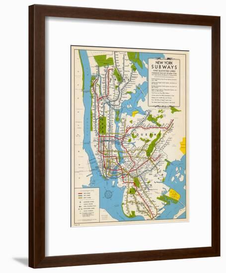 1949, New York Subway Map, New York, United States-null-Framed Giclee Print