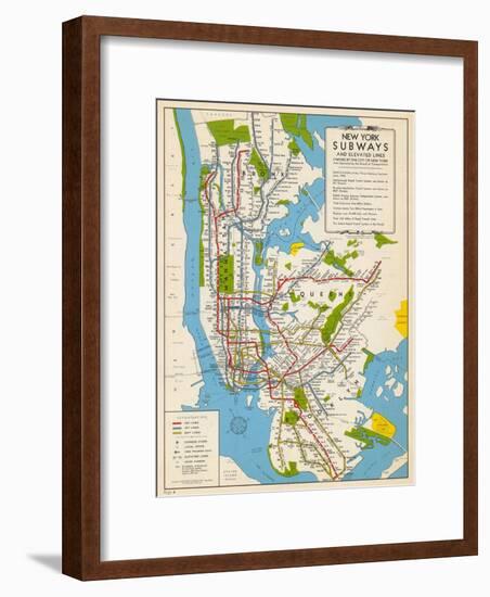 1949, New York Subway Map, New York, United States-null-Framed Giclee Print