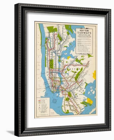 1949, New York Subway Map, New York, United States-null-Framed Giclee Print