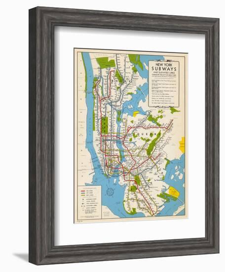 1949, New York Subway Map, New York, United States-null-Framed Giclee Print