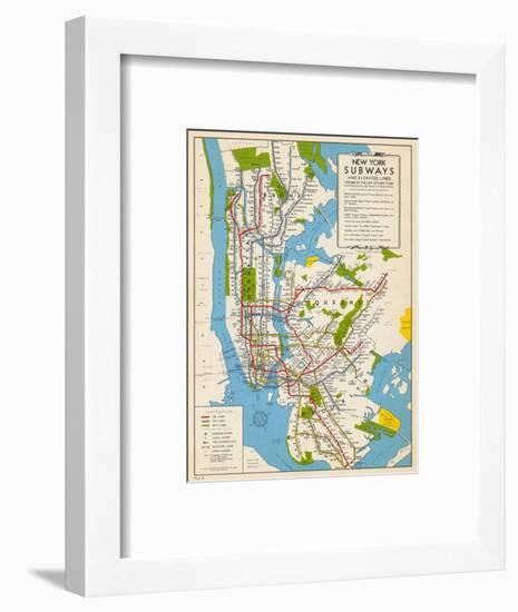 1949, New York Subway Map, New York, United States-null-Framed Giclee Print