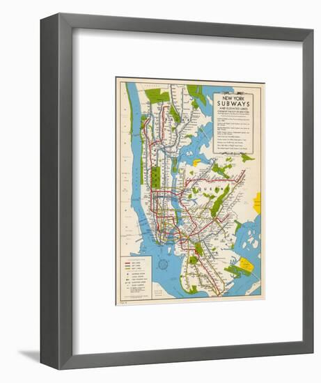 1949, New York Subway Map, New York, United States-null-Framed Giclee Print