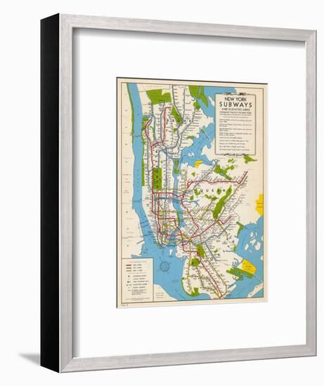 1949, New York Subway Map, New York, United States-null-Framed Giclee Print