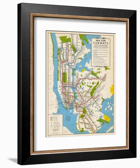 1949, New York Subway Map, New York, United States-null-Framed Giclee Print