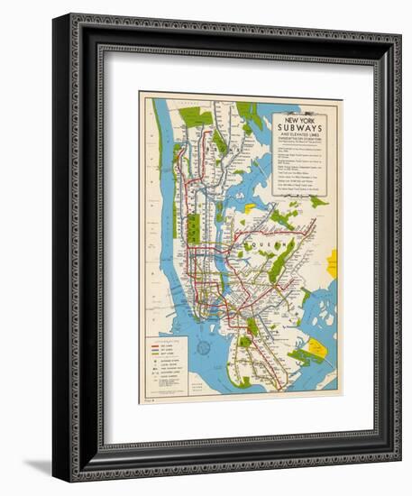 1949, New York Subway Map, New York, United States-null-Framed Giclee Print