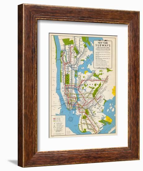 1949, New York Subway Map, New York, United States-null-Framed Premium Giclee Print