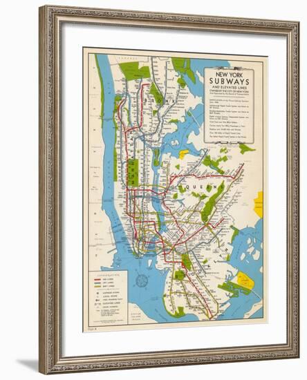 1949, New York Subway Map, New York, United States-null-Framed Giclee Print