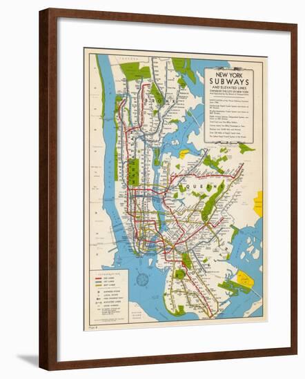 1949, New York Subway Map, New York, United States-null-Framed Giclee Print