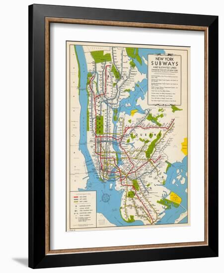 1949, New York Subway Map, New York, United States-null-Framed Giclee Print