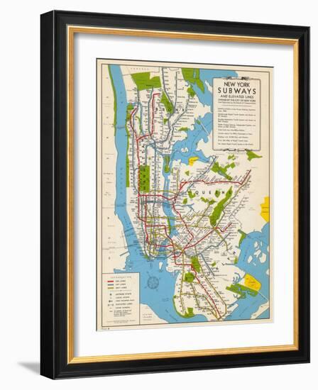 1949, New York Subway Map, New York, United States-null-Framed Giclee Print