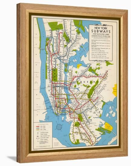 1949, New York Subway Map, New York, United States-null-Framed Premier Image Canvas