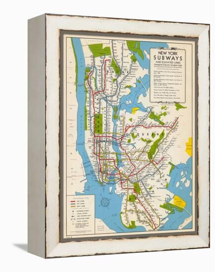 1949, New York Subway Map, New York, United States-null-Framed Premier Image Canvas