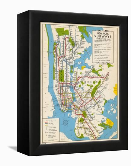 1949, New York Subway Map, New York, United States-null-Framed Premier Image Canvas