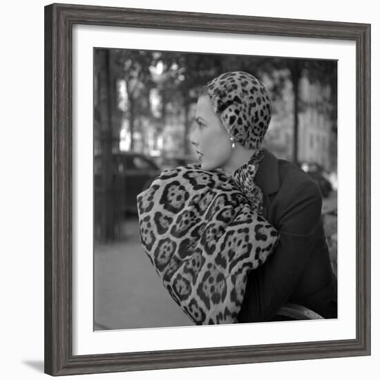 1949: Woman in Fur Fashion in New York City-Gordon Parks-Framed Premium Photographic Print