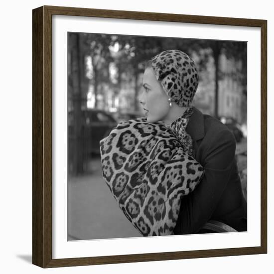 1949: Woman in Fur Fashion in New York City-Gordon Parks-Framed Premium Photographic Print