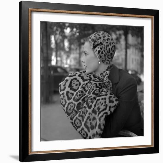 1949: Woman in Fur Fashion in New York City-Gordon Parks-Framed Premium Photographic Print