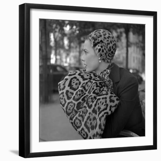 1949: Woman in Fur Fashion in New York City-Gordon Parks-Framed Premium Photographic Print