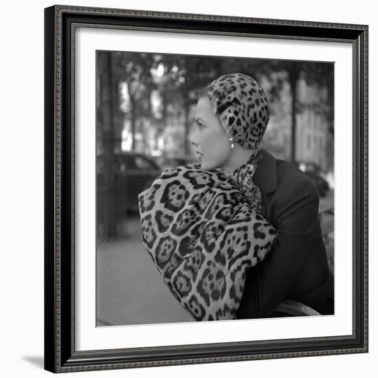 1949: Woman in Fur Fashion in New York City-Gordon Parks-Framed Premium Photographic Print