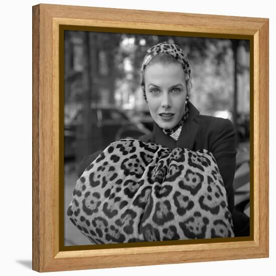 1949: Woman in Fur Fashion in New York City-Gordon Parks-Framed Premier Image Canvas