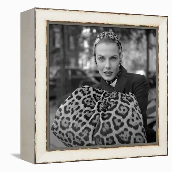 1949: Woman in Fur Fashion in New York City-Gordon Parks-Framed Premier Image Canvas