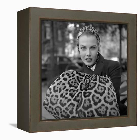 1949: Woman in Fur Fashion in New York City-Gordon Parks-Framed Premier Image Canvas