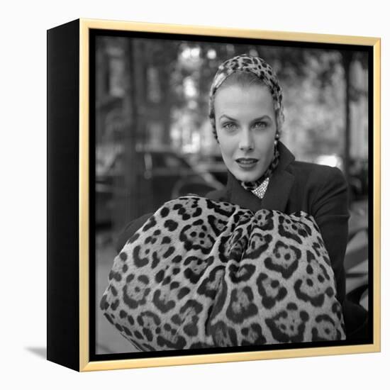 1949: Woman in Fur Fashion in New York City-Gordon Parks-Framed Premier Image Canvas