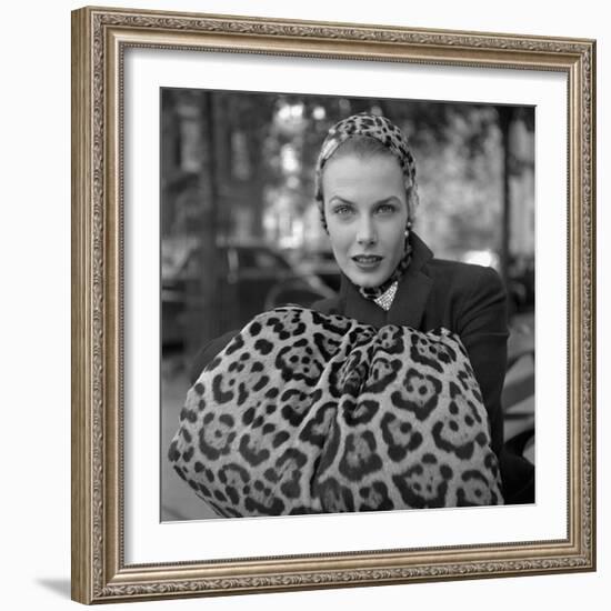 1949: Woman in Fur Fashion in New York City-Gordon Parks-Framed Photographic Print